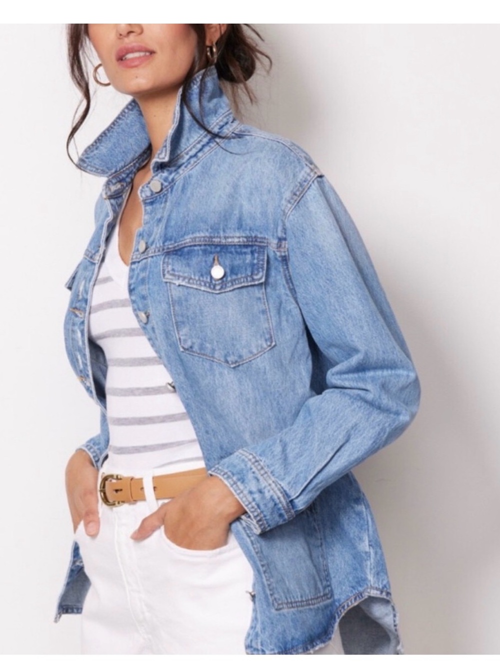 𝑩𝒍𝒂𝒏𝒌 𝑵𝒀𝑪 Hours Later Denim Shacket Size Small from Evereve